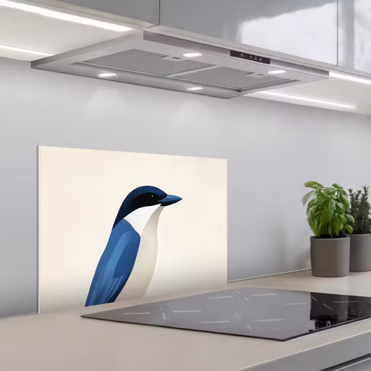 Spatscherm keuken - Illustratie - Blauw - Vogel — 5