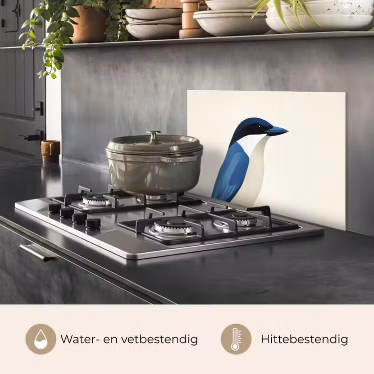 Spatscherm keuken - Illustratie - Blauw - Vogel — 7