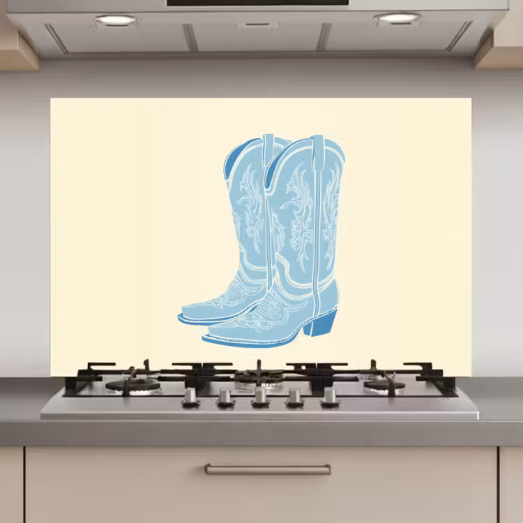 Spatscherm keuken - Illustratie - Cowboylaarzen - Patroon — 1