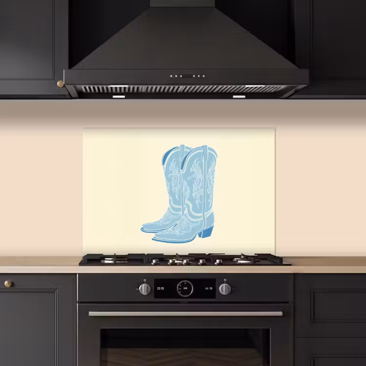 Spatscherm keuken - Illustratie - Cowboylaarzen - Patroon — 2