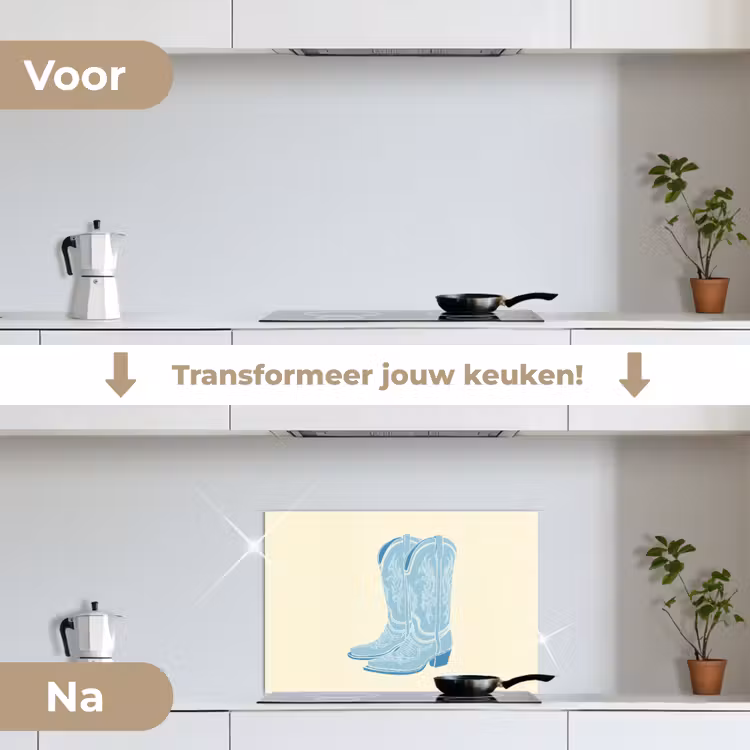 Spatscherm keuken - Illustratie - Cowboylaarzen - Patroon — 3