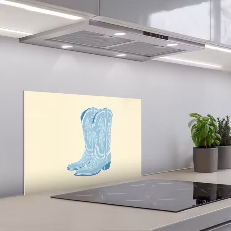 Spatscherm keuken - Illustratie - Cowboylaarzen - Patroon — 5