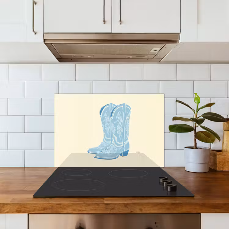 Spatscherm keuken - Illustratie - Cowboylaarzen - Patroon — 6