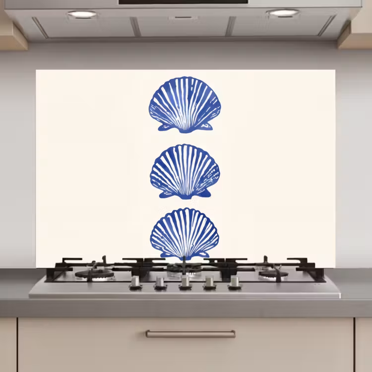 Spatscherm keuken - Schelpen - Blauw - Patroon — 1
