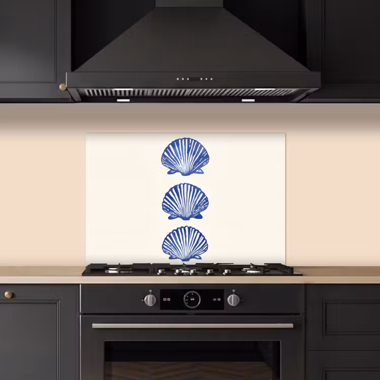 Spatscherm keuken - Schelpen - Blauw - Patroon — 2