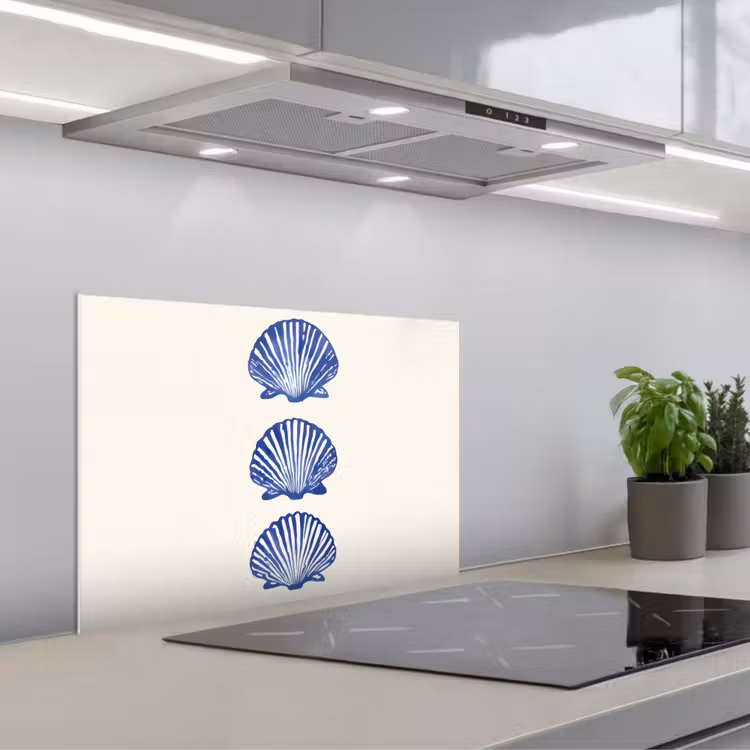 Spatscherm keuken - Schelpen - Blauw - Patroon — 5