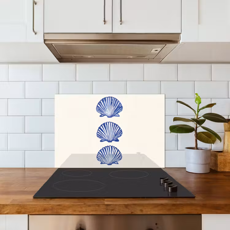 Spatscherm keuken - Schelpen - Blauw - Patroon — 6