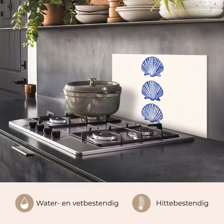 Spatscherm keuken - Schelpen - Blauw - Patroon — 7