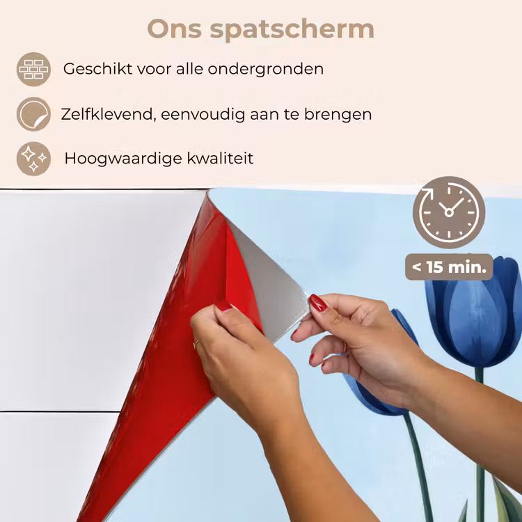 Spatscherm keuken - Tulpen - Blauw - Bladeren — 4