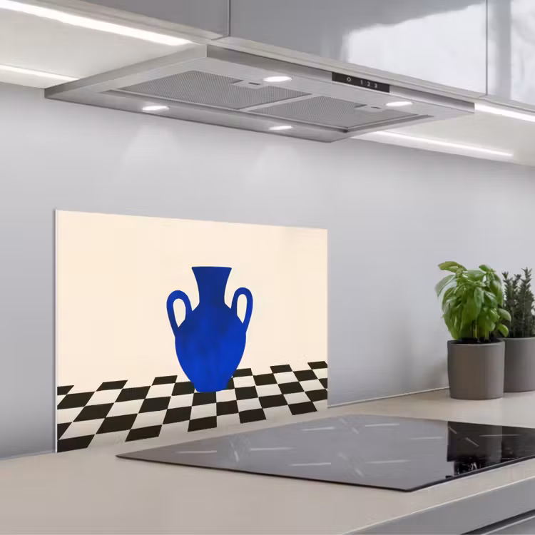 Spatscherm keuken - Vaas - Blauw - Geblokt - Modern — 5