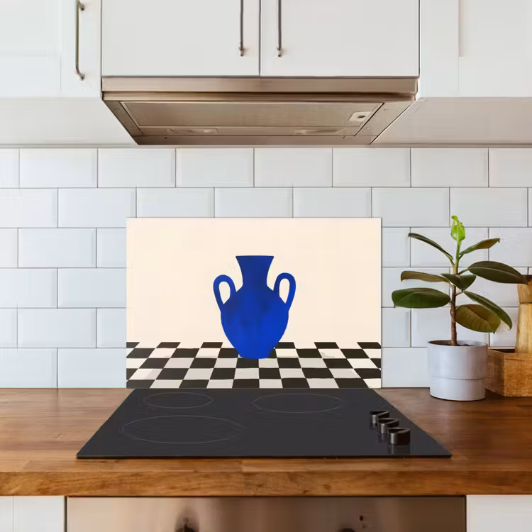 Spatscherm keuken - Vaas - Blauw - Geblokt - Modern — 6