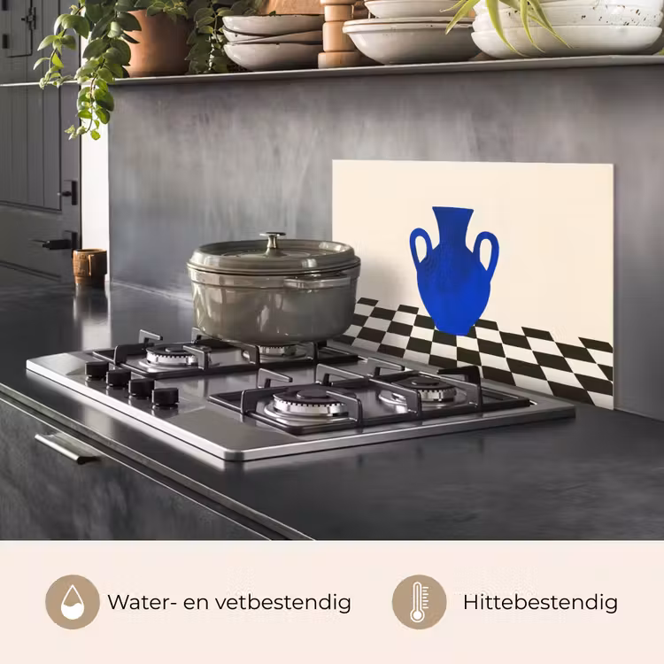 Spatscherm keuken - Vaas - Blauw - Geblokt - Modern — 7
