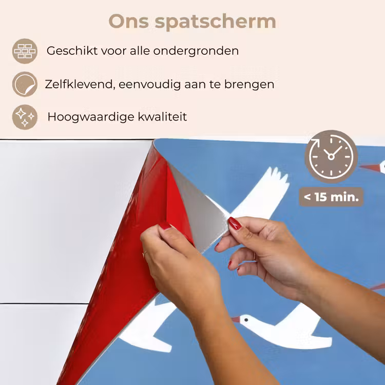 Spatscherm keuken - Vogels - Wit - Patroon — 4