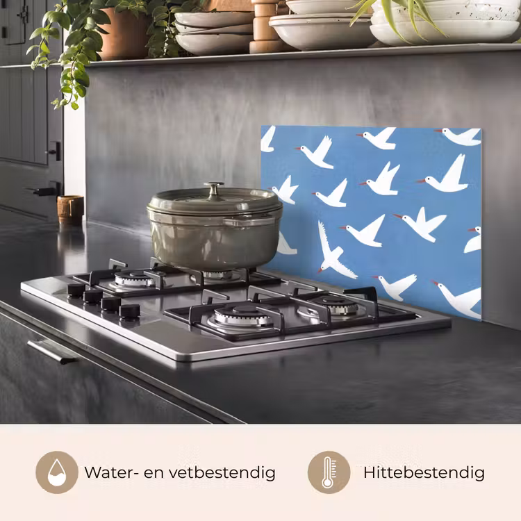 Spatscherm keuken - Vogels - Wit - Patroon — 7