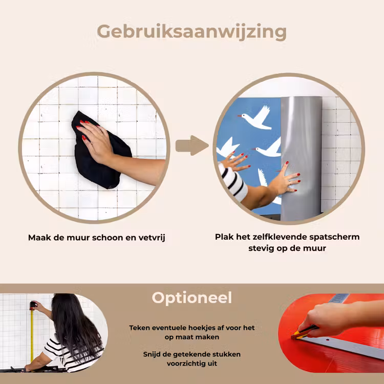 Spatscherm keuken - Vogels - Wit - Patroon — 8