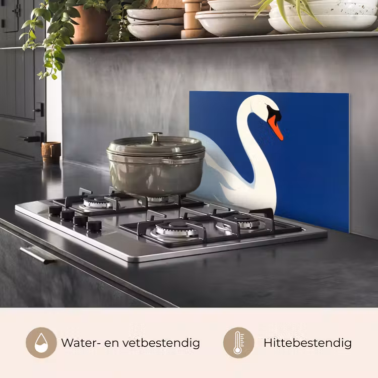 Spatscherm keuken - Zwaan - Wit - Snavel - Illustratie — 7