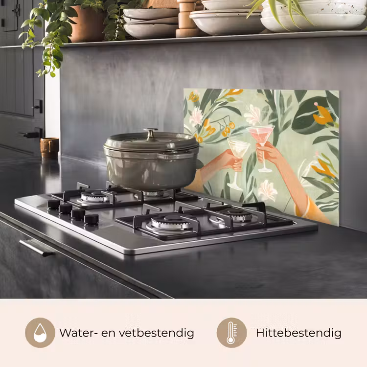 Spatscherm keuken - Glazen - Proosten - Bladeren - Groen — 7