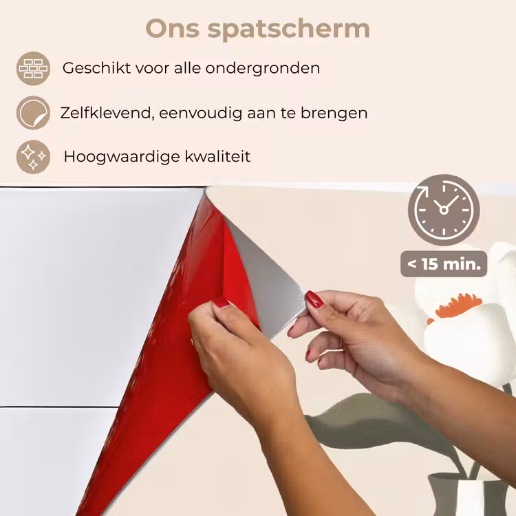 Spatscherm keuken - Vaas - Geruit - Groen - Bloem — 4
