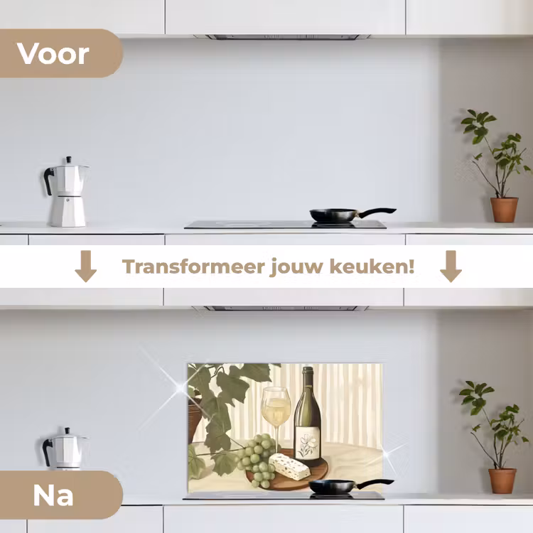 Spatscherm keuken - Wijn - Druiven - Kaas - Bladeren — 3