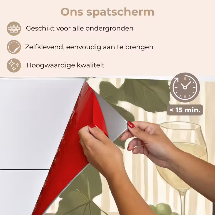 Spatscherm keuken - Wijn - Druiven - Kaas - Bladeren — 4