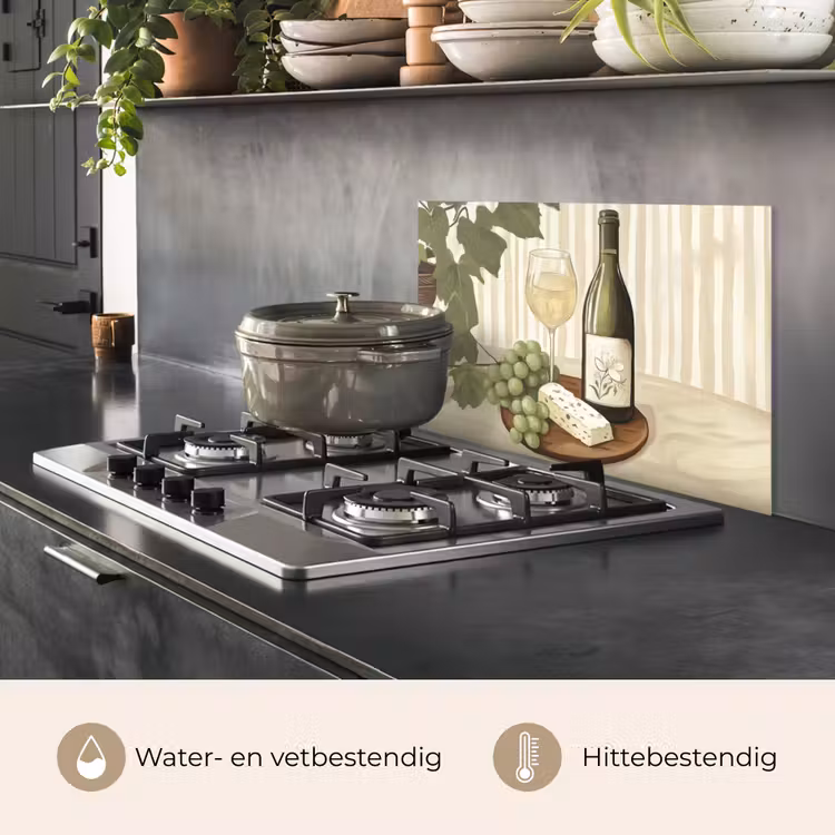 Spatscherm keuken - Wijn - Druiven - Kaas - Bladeren — 7