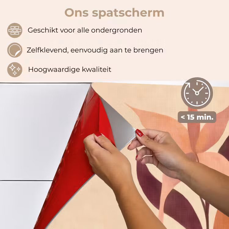 Spatscherm keuken - Minimalistisch - Bloem - Bladeren - Beige — 4