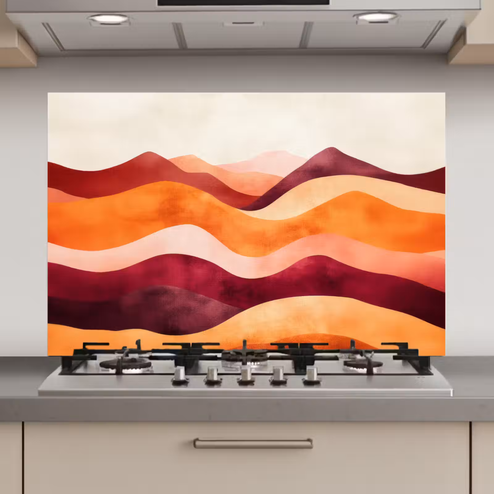 Spatscherm keuken - Abstract - Landschap - Golven — 1