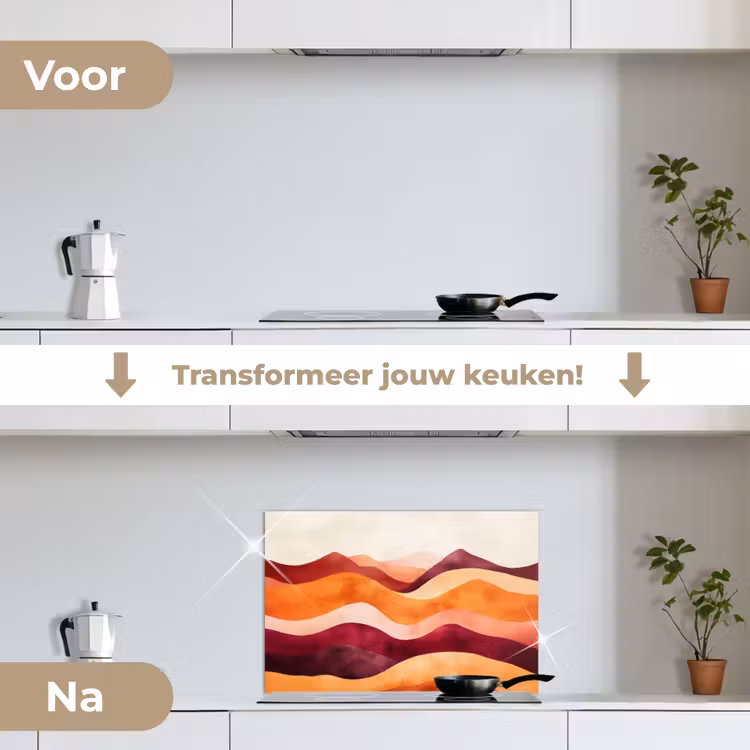 Spatscherm keuken - Abstract - Landschap - Golven — 3