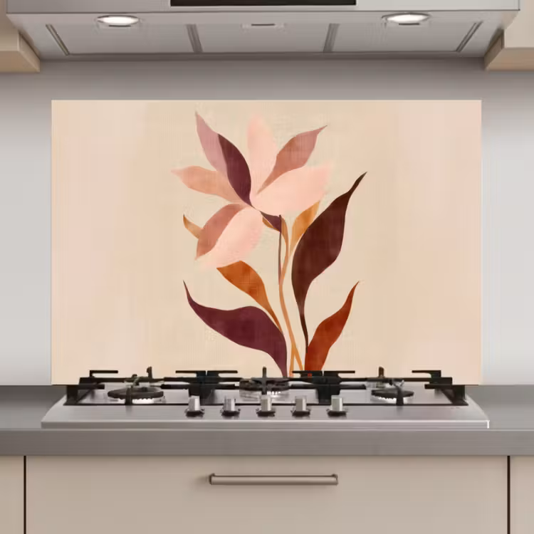 Spatscherm keuken - Bloemen - Blaadjes - Minimalistisch - Roze — 1