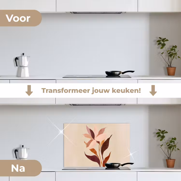 Spatscherm keuken - Bloemen - Blaadjes - Minimalistisch - Roze — 3