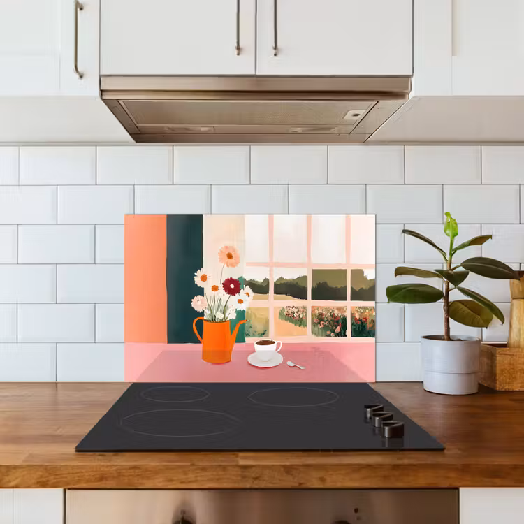 Spatscherm keuken - Bloemen - Koffie - Raam — 6
