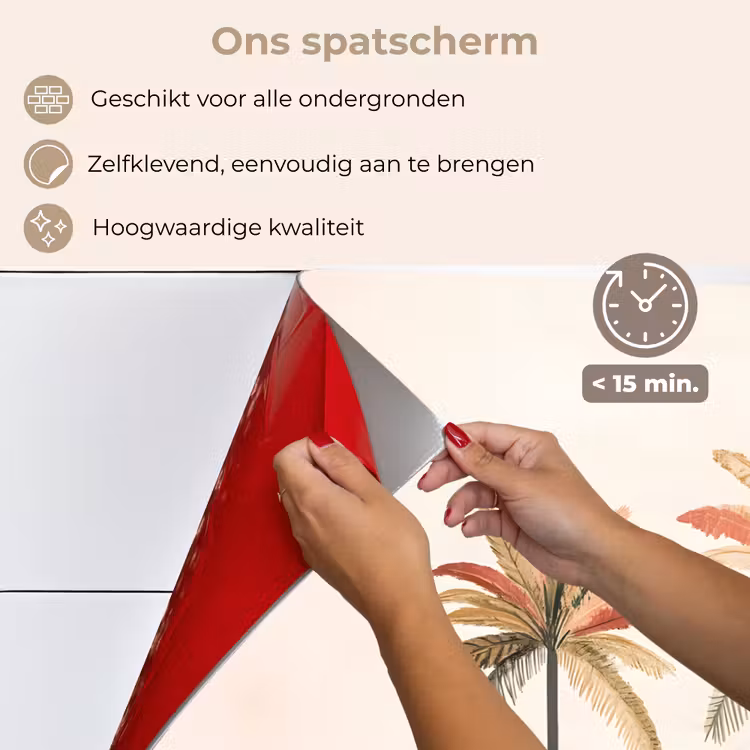 Spatscherm keuken - Palmbomen - Heuvels - Minimalistisch - Zachtroze — 4