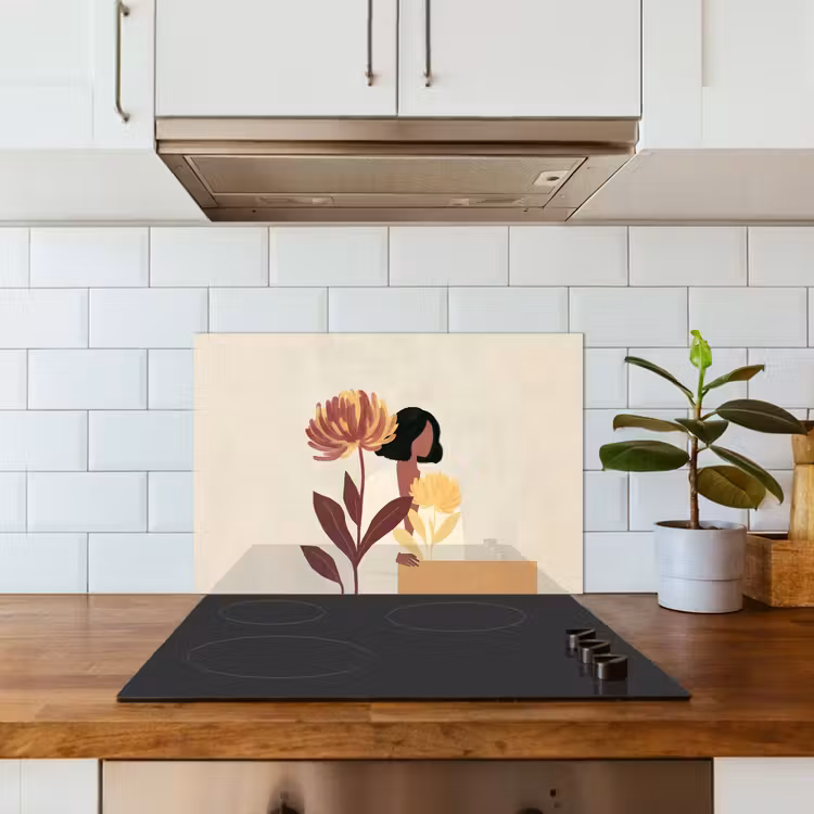 Spatscherm keuken - Vrouw - Minimalistisch - Bloem — 6