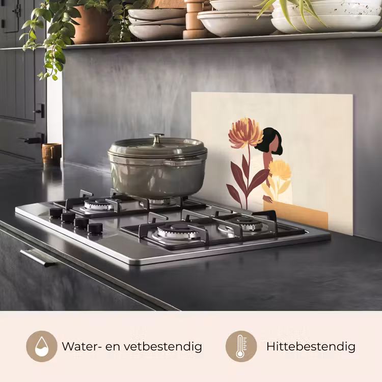 Spatscherm keuken - Vrouw - Minimalistisch - Bloem — 7