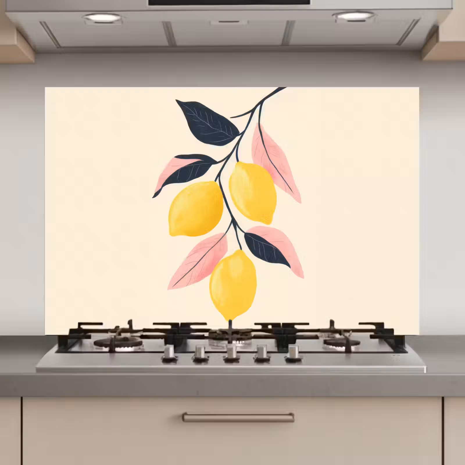 Spatscherm keuken - Citroenen - Felgeel - Tak - Bladeren — 1