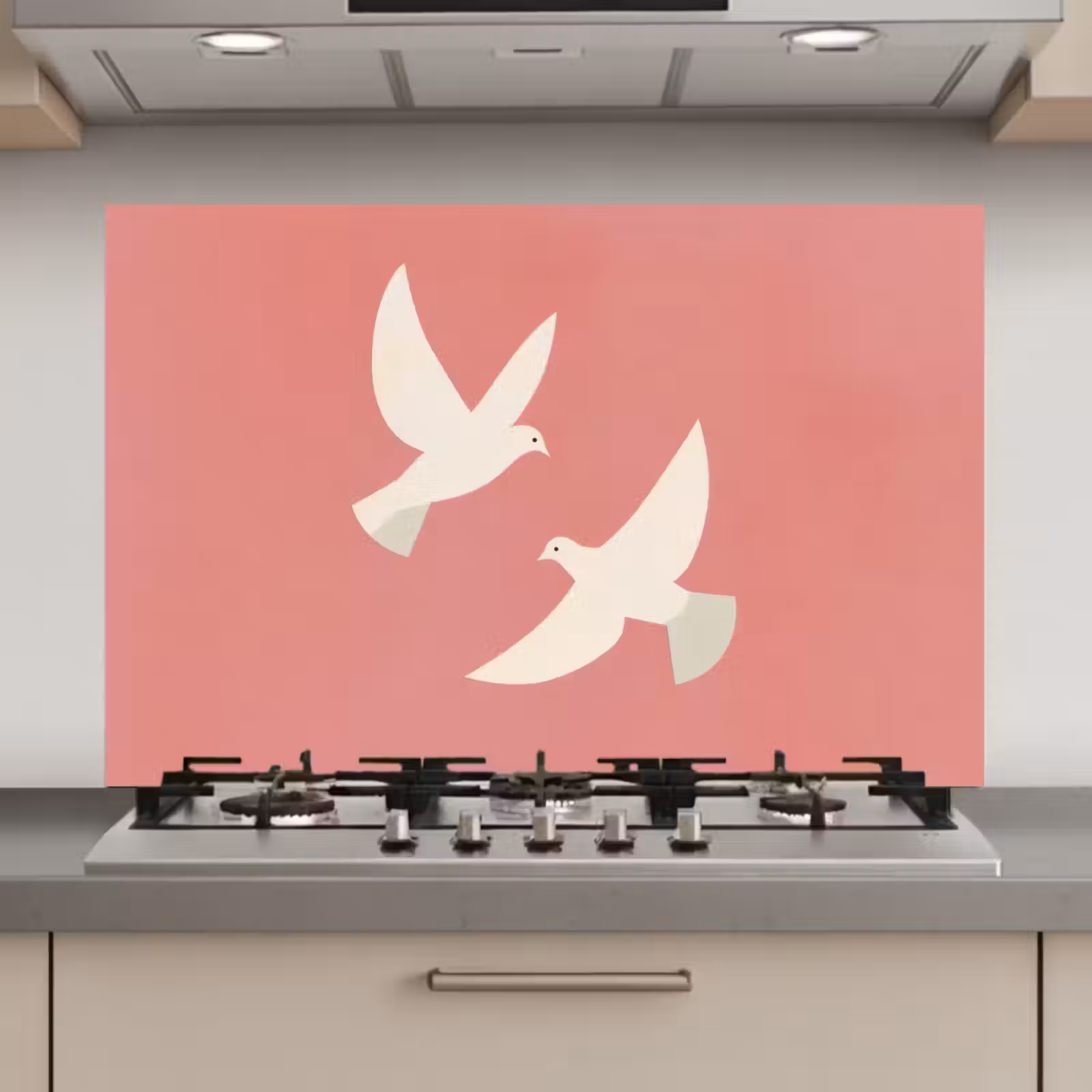 Spatscherm keuken - Duiven - Wit - Sierlijk — 1
