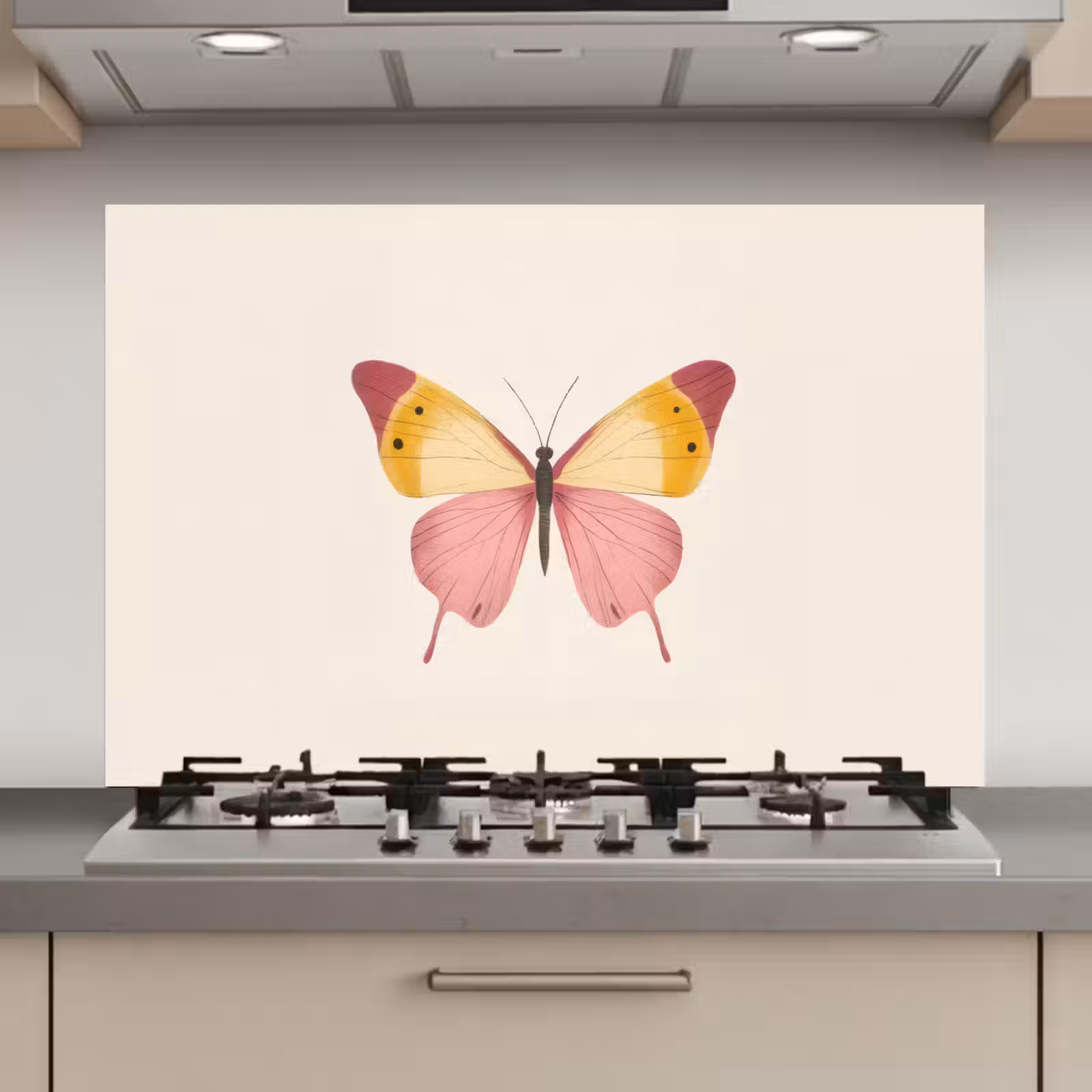 Spatscherm keuken - Vlinder - Illustratie - Roze — 1