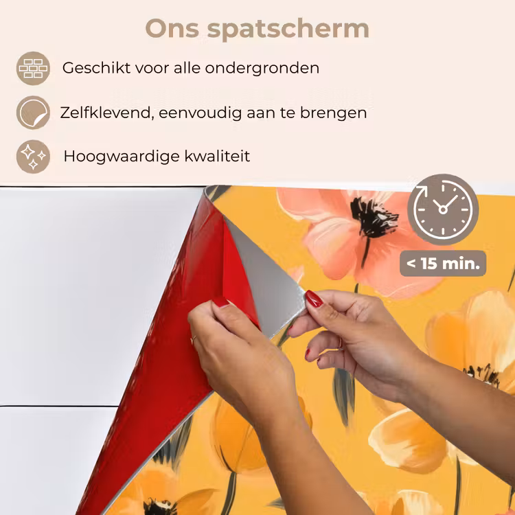 Spatscherm keuken - Bloemen - Geschilderd - Geel — 4