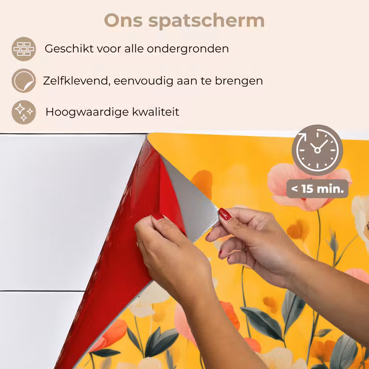 Spatscherm keuken - Bloemen - Veld - Geel — 4
