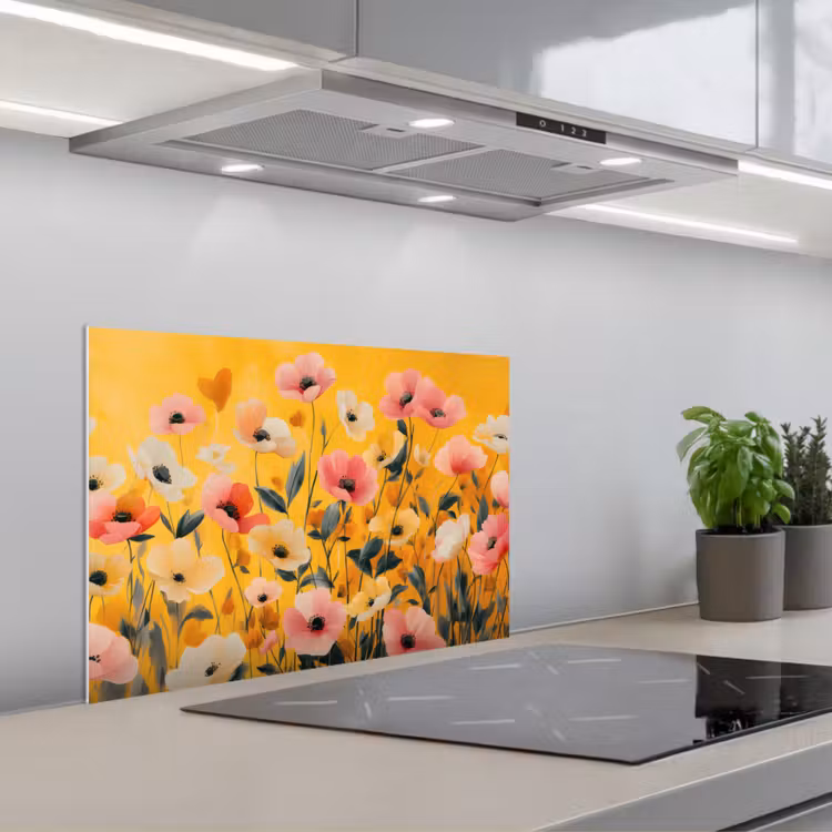 Spatscherm keuken - Bloemen - Veld - Geel — 5