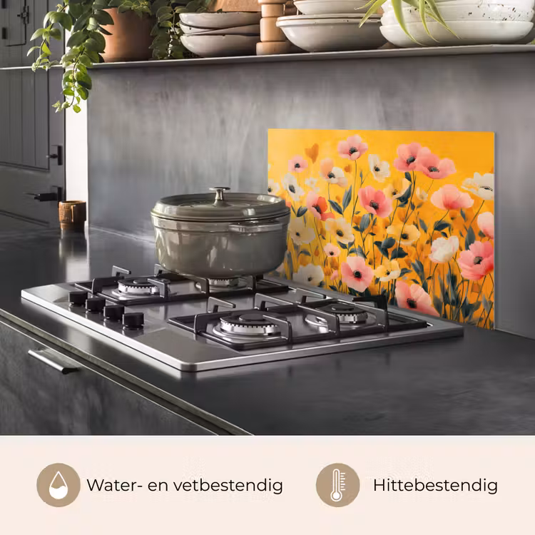 Spatscherm keuken - Bloemen - Veld - Geel — 7