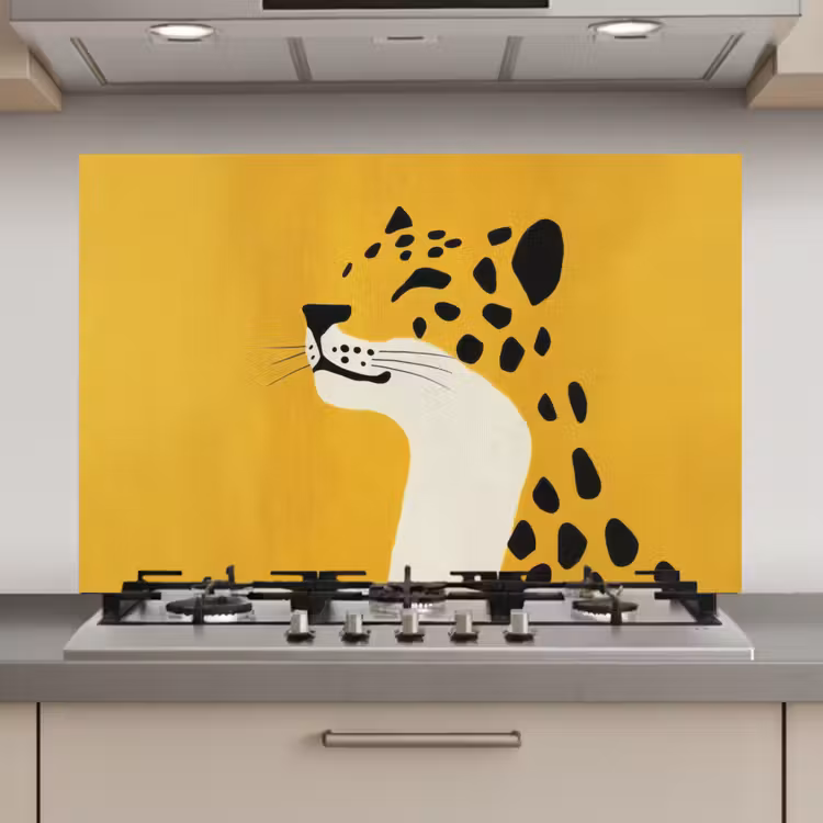 Spatscherm keuken - Cheetah - Illustratie - Geel — 1