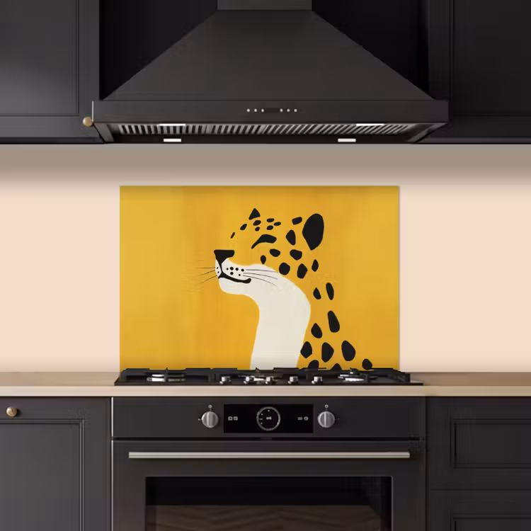 Spatscherm keuken - Cheetah - Illustratie - Geel — 2