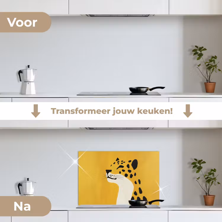 Spatscherm keuken - Cheetah - Illustratie - Geel — 3