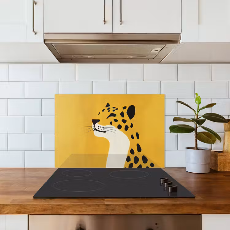 Spatscherm keuken - Cheetah - Illustratie - Geel — 6