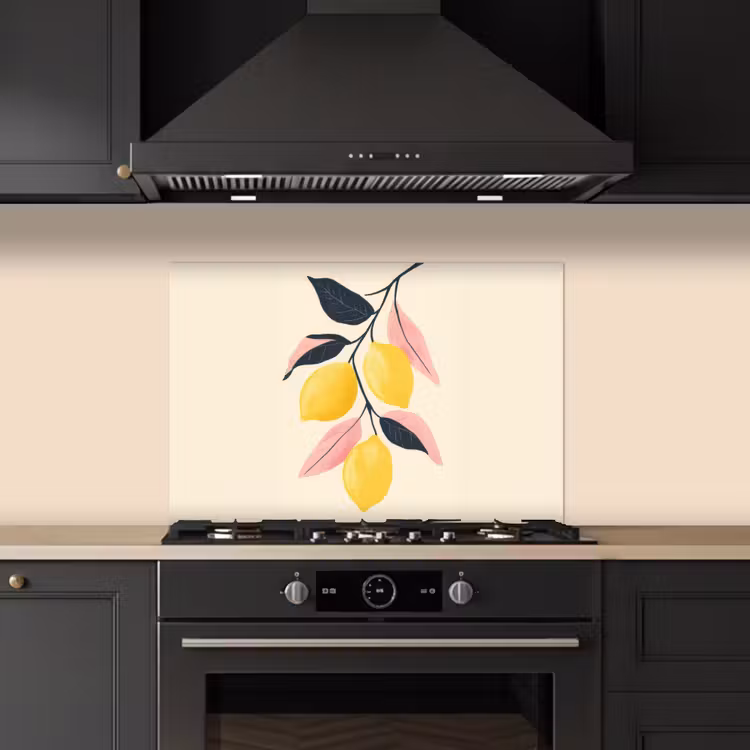 Spatscherm keuken - Citroenen - Felgeel - Tak - Bladeren — 2