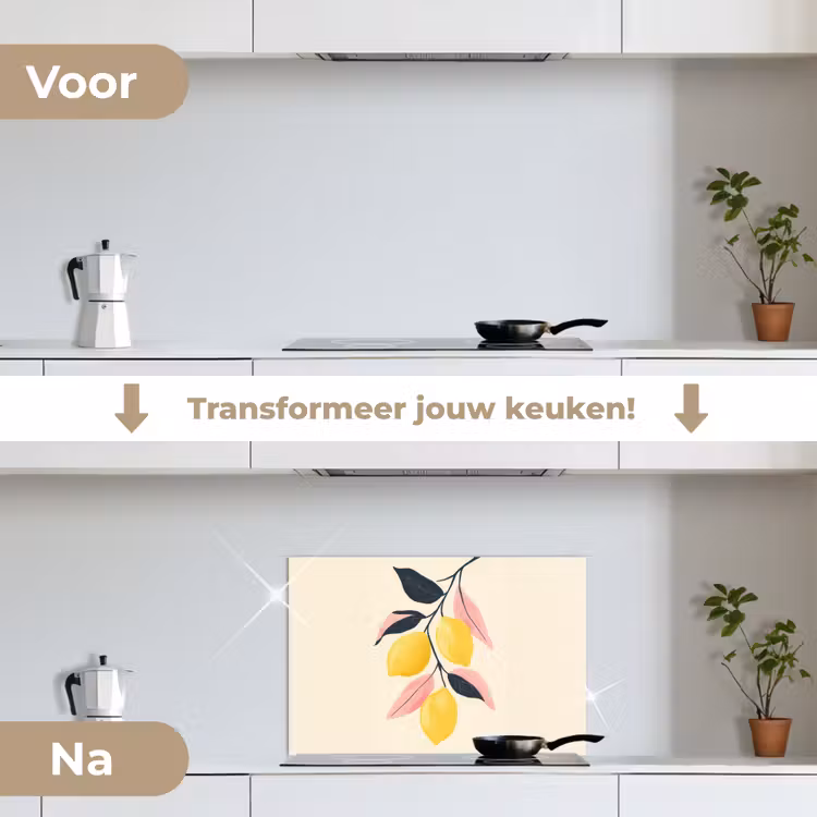 Spatscherm keuken - Citroenen - Felgeel - Tak - Bladeren — 3