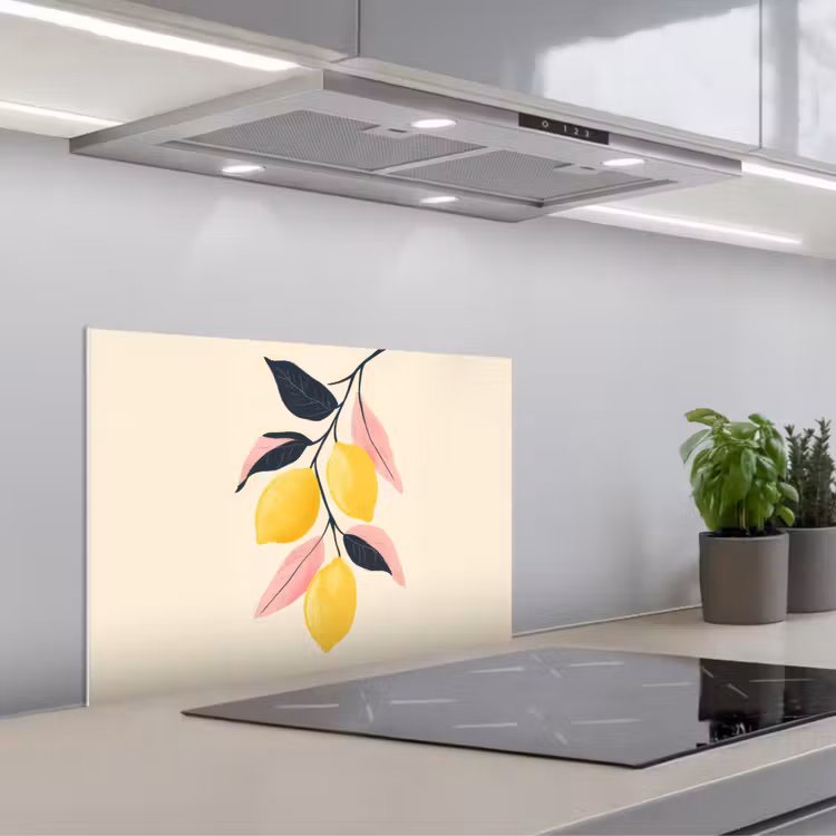 Spatscherm keuken - Citroenen - Felgeel - Tak - Bladeren — 5