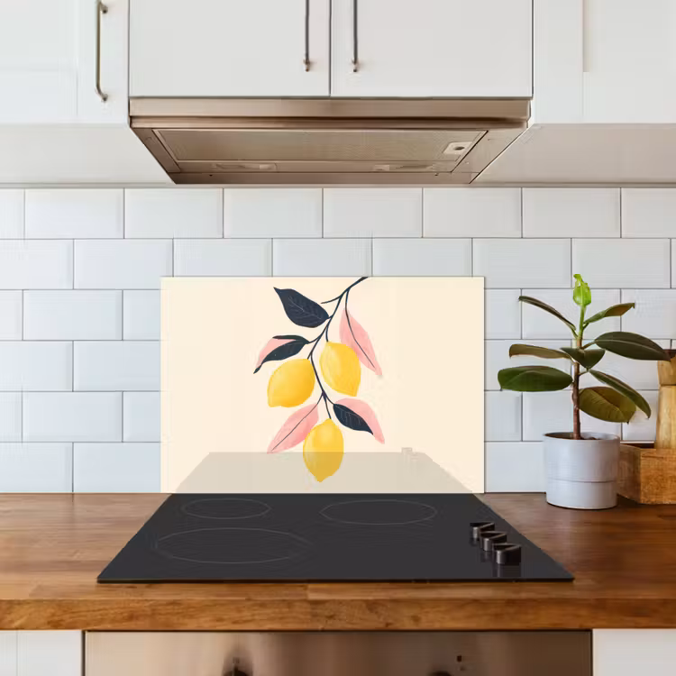 Spatscherm keuken - Citroenen - Felgeel - Tak - Bladeren — 6