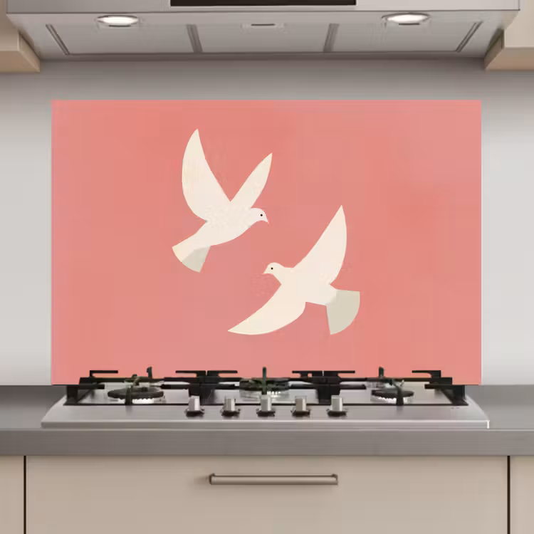 Spatscherm keuken - Duiven - Wit - Sierlijk — 1